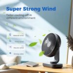 OCOOPA USB Desk Fan, 4000mAh Rechargeable Battery Operated Table, 4 Speeds 5 Inch Mini Portable, Strong Airflow Quiet Operation, Easy to Disassemble Desktop for Office Worker - Image 2