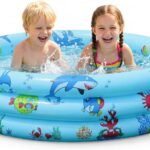 Paddling Pools for Kids, Inflatable Baby Swimming Pool, 3 Ring Paddling Pool with Inflatable Safety Bubble Floor, Small Paddling Swimming Pools for Toddlers Gardens Backyard, Blue/90cm