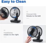 OCOOPA USB Desk Fan, 4000mAh Rechargeable Battery Operated Table, 4 Speeds 5 Inch Mini Portable, Strong Airflow Quiet Operation, Easy to Disassemble Desktop for Office Worker - Image 5