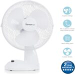 Signature 9” 2 Speed Desk Fan with Oscillation, Adjustable Tilt, White, S40008 - Image 3