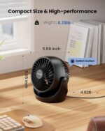 gaiatop Desk Fan, 5 Inch Portable Electric Table Desktop Air Circulator Fans, Small but Powerful with 3 Speed 360° Adjustable Tilt for Cooling Home Dorm... - Image 4