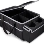 GUWINA Car Seat Storage & Storage, Front or Rear Seat, Cargo & Grocery Organization, with Lid and 1 Mesh Pockets, 2 Cup Holders have 4 Pockets...