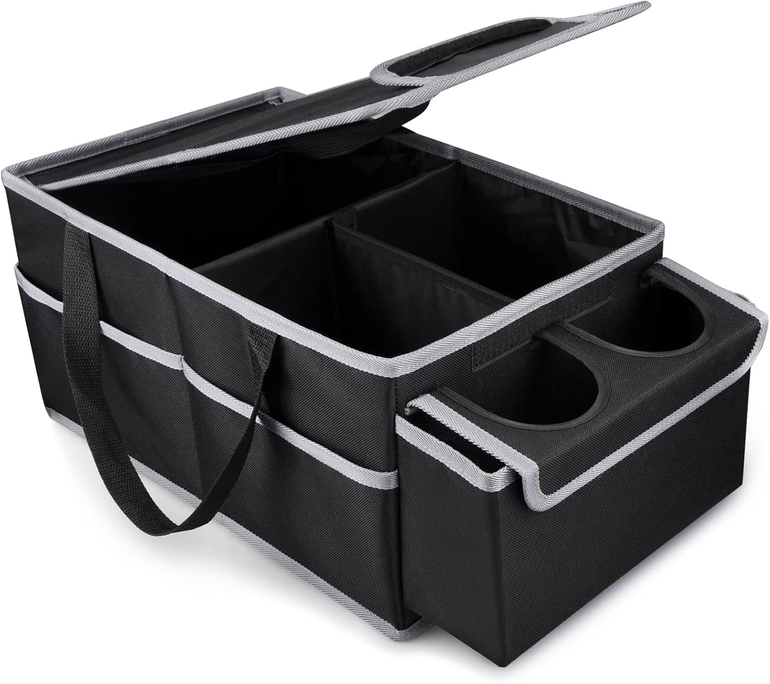 71V-yXJD5tL._AC_SL1500_ GUWINA Car Seat Storage & Storage, Front or Rear Seat, Cargo & Grocery Organization, with Lid and 1 Mesh Pockets, 2 Cup Holders have 4 Pockets... - Image 1