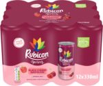 Rubicon Spring 12 Pack Black Cherry Raspberry, Sparkling Spring Water with Real Fruit Juice & Natural Flavours, , Only 9 Calories - 12 x 330ml Multipack...