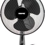GEEPAS 12" Table Fan | Electric Portable Worktop Desk Fan with 3 Speeds 3 Blades, Adjustable Tilt Wide Angled Oscillation | Powerful Cooling Airflow for Home Office | 1 Year Warranty, Black 35W [Energy Class A+]