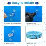 Paddling Pools for Kids, Inflatable Baby Swimming Pool, 3 Ring Paddling Pool with Inflatable Safety Bubble Floor, Small Paddling Swimming Pools for Toddlers Gardens Backyard, Blue/90cm - Image 6