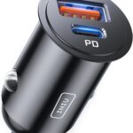INIU Car Charger, Cigarette Lighter USB Charger Total 60W [USB C 30W+USB A 30W] 12V USB Socket, PD3.0 Fast Charge Car Phone Charger Metal Adapter for iPhone...