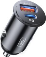 INIU Car Charger, Cigarette Lighter USB Charger Total 60W [USB C 30W+USB A 30W] 12V USB Socket, PD3.0 Fast Charge Car Phone Charger Metal Adapter for iPhone...