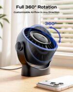 SWEETFULL USB Desk Fan, 4 Speeds Powerful Portable Table & Personal Electric Cooling Fan, 360° Rotatable with Detachable Rear Cover, Quiet Silent Operation for Office, Bedroom, Home (Black) - Image 6