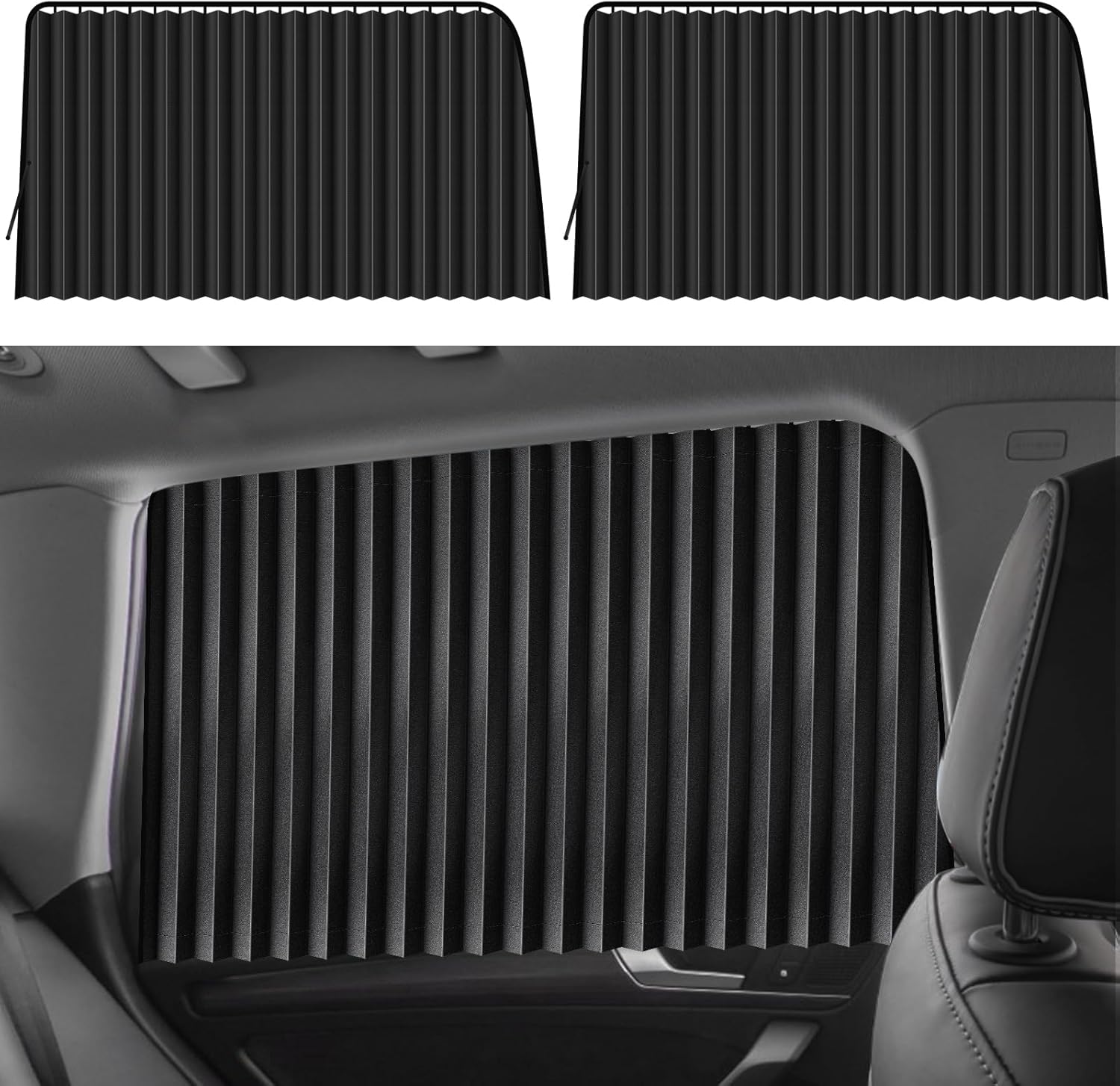 71drP4tTFrL._AC_SL1500_ ZATOOTO Side Window Sunshades for Car (2pcs), Magnetic Car Curtain to Block UV Rays and for Privacy, Black - Image 1