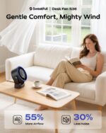 SWEETFULL USB Desk Fan, 4 Speeds Powerful Portable Table & Personal Electric Cooling Fan, 360° Rotatable with Detachable Rear Cover, Quiet Silent Operation for Office, Bedroom, Home (Black) - Image 2