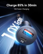 INIU Car Charger, Cigarette Lighter USB Charger Total 60W [USB C 30W+USB A 30W] 12V USB Socket, PD3.0 Fast Charge Car Phone Charger Metal Adapter for iPhone... - Image 3