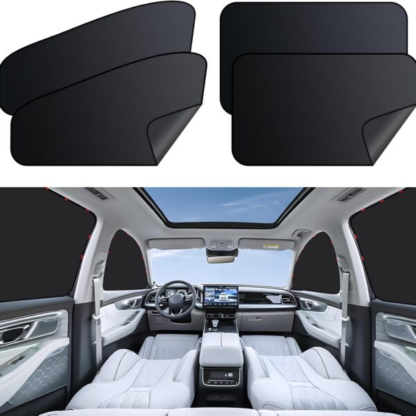 ZATOOTO Car Side Window Shades, Magnetic Car Sunshades for Blockout, Privacy, Opaque, Black, 4PCS
