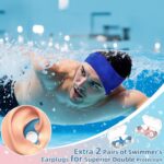 2 Pairs Swimming Headband with Earplugs - Adjustable Water Headband & Silicone for Adults,Keep Water Out and Hold Earplugs in - Swim Ear Band for Surfing, Diving, Pool, and Sports - Image 5