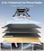 Miracase Car Phone Holder for Cars Dashboard Windscreen Desk, 3in 1 Mobile Phone Mount Automobile Cradle 360° Rotatable Stand GPS Vehicle Mount for iPhone... - Image 5