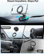 YOSH for MagSafe Car Mount, Vacuum Magnetic Phone Holder, 22×N56 Magnets & 300N Vacuum Suction, 360° Rotating Longer Arm for Dashboard & Windscreen,... - Image 4