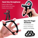 FitBeast Hand Grip Strengthener Workout Kit (5 Pack), 2 Forearm Grip Adjustable Resistance Hand Gripper, Finger Stretcher, Grip Trainer & Stress Relief... - Image 3