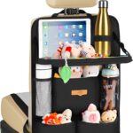 SURDOCA Car Seat Organiser Kids with Foldable Tray – Seat Storage with Touchable Tablet Pocket, Roadtrip Essentials – Fits Most Vehicles