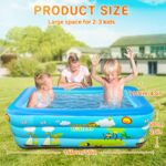 Jiosdo Paddling Pool for Kids, 150cm Rectangle Inflatable Baby Pool 3-Ring with Soft Floor for Garden Backyard Outdoor Children - Image 3