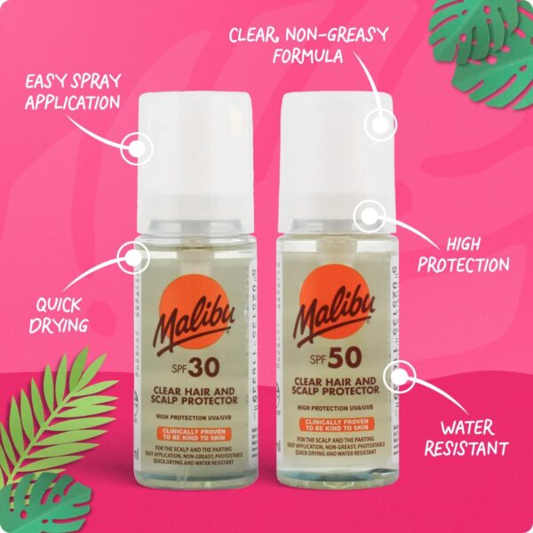 Malibu Sun Clear Hair and Scalp Protector Spray, SPF 50, Non-Greasy, Quick Drying, 50ml Visit the Malibu Store