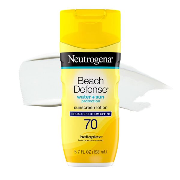 Neutrogena Beach Defense Water Resistant Sunscreen Body Lotion with Broad Spectrum SPF 70, Oil-Free and Fast-Absorbing, 6.7 oz