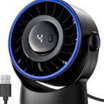 SWEETFULL USB Desk Fan, 4 Speeds Powerful Portable Table & Personal Electric Cooling Fan, 360° Rotatable with Detachable Rear Cover, Quiet Silent Operation for Office, Bedroom, Home (Black)