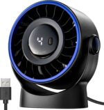 SWEETFULL USB Desk Fan, 4 Speeds Powerful Portable Table & Personal Electric Cooling Fan, 360° Rotatable with Detachable Rear Cover, Quiet Silent Operation for Office, Bedroom, Home (Black)