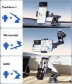 Miracase Car Phone Holder for Cars Dashboard Windscreen Desk, 3in 1 Mobile Phone Mount Automobile Cradle 360° Rotatable Stand GPS Vehicle Mount for iPhone... - Image 7