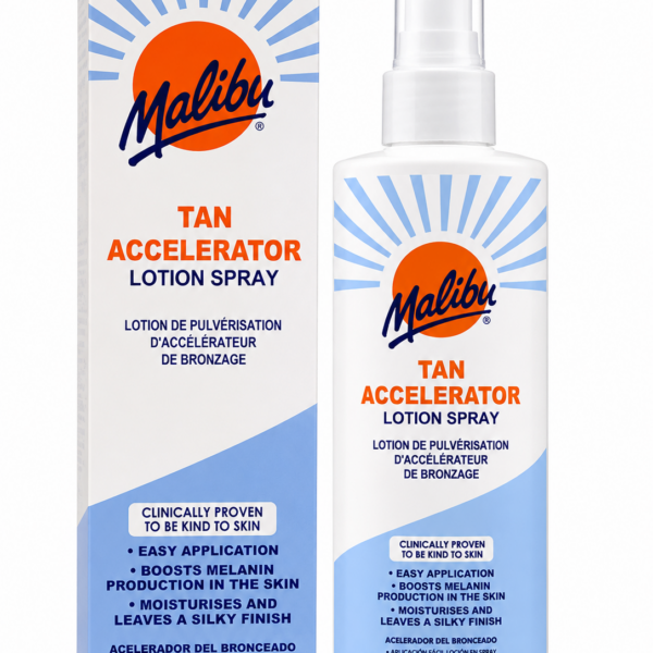 Malibu Tan Accelerator, Tanning Lotion Spray, Hydrating & Moisturising Body Lotion with Lightweight Silky Finish, 200ml