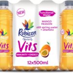 Rubicon Spring Vits Mango Passion Still Vitamin Water - 15 Calories per bottle for healthy hydration - Drinks Multipack 12 x 500ml Bottles