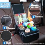 GUWINA Car Seat Storage & Storage, Front or Rear Seat, Cargo & Grocery Organization, with Lid and 1 Mesh Pockets, 2 Cup Holders have 4 Pockets... - Image 3