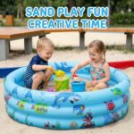 Paddling Pools for Kids, Inflatable Baby Swimming Pool, 3 Ring Paddling Pool with Inflatable Safety Bubble Floor, Small Paddling Swimming Pools for Toddlers Gardens Backyard, Blue/90cm - Image 4