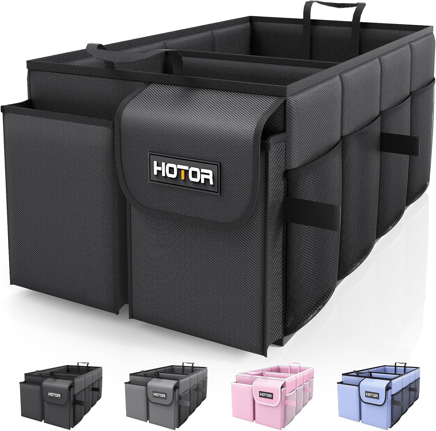 81Ay+Nfd-uL._AC_SL1500_ HOTOR Car Boot Oganiser - Large-Capacity Auto Trunk Organizer Collapsible Multi Compartments, Foldable Boot Storage for SUVs, Sturdy Car Accessories for Men... - Image 1