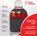 Royal Rascals Car Seat Kick Mats Back Seat Protector (2 Pack) Durable Waterproof Back Seat Organiser for Kids, Car Travel Accessories with Pockets &... - Image 5