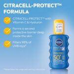 NIVEA SUN Protect & Moisture Sun Spray SPF 50+ (200ml), Moisturising Suncream Spray with Vitamin C and Hyaluron, Immediate UVA/UVB Protection, Fast-Absorbing No White Cast Formula - Image 2
