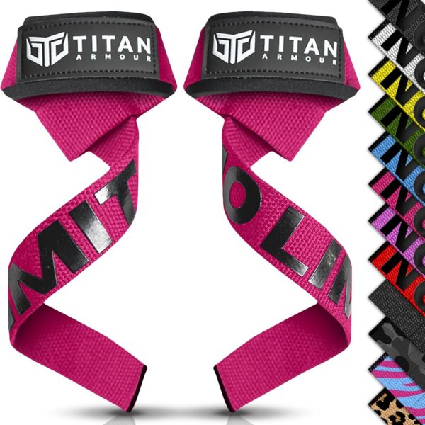 Titan Armour® Weight Lifting Straps | Extra-Long Neoprene Padded Heavy-Duty Weightlifting Straps | Deadlifts | Anti-Slip Gel Option | Gym Accessories Men...