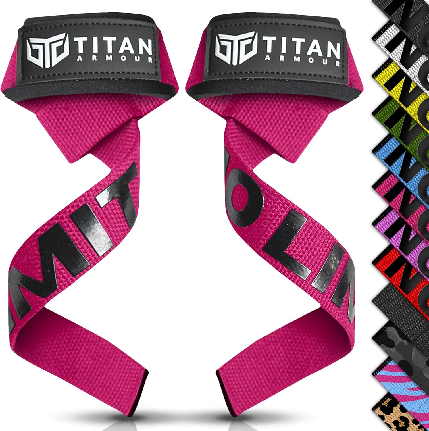 81QdAsUg+DL._AC_SL1500_ Titan Armour® Weight Lifting Straps | Extra-Long Neoprene Padded Heavy-Duty Weightlifting Straps | Deadlifts | Anti-Slip Gel Option | Gym Accessories Men... - Image 1
