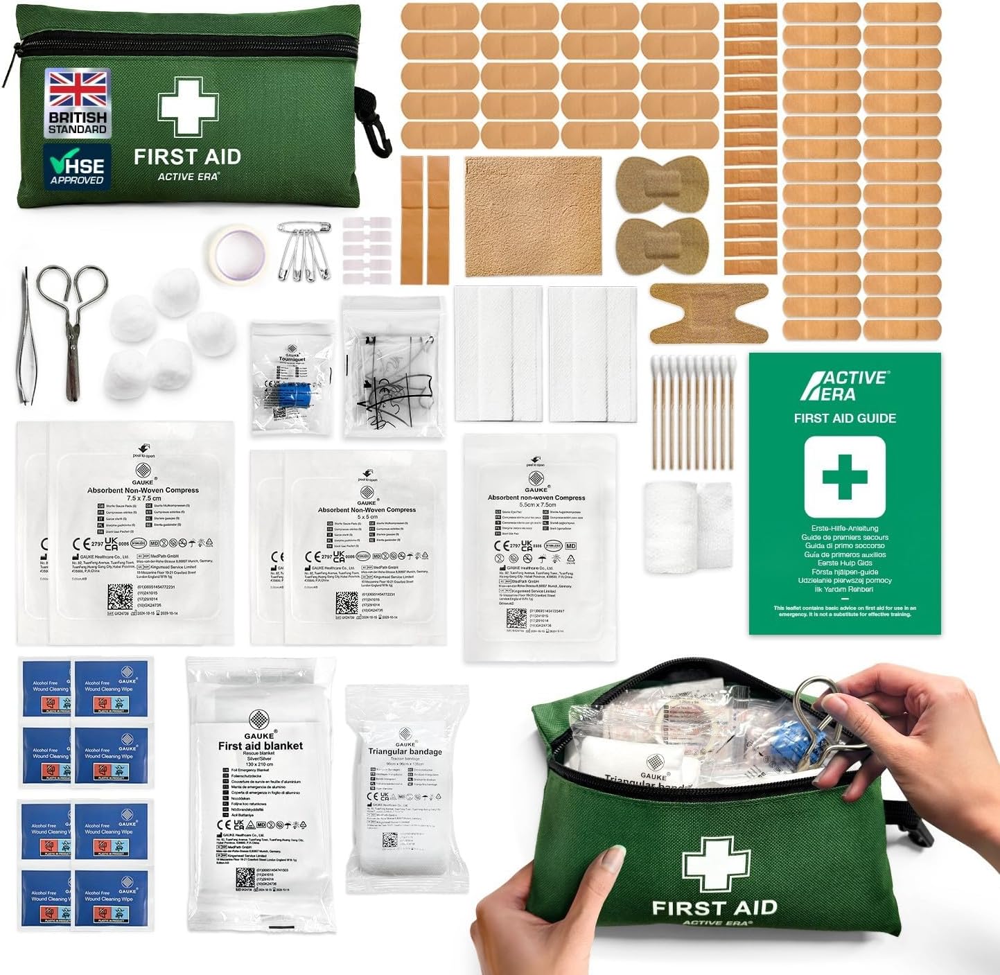 81XXZ+9UB-L._AC_SL1500_ 120 Piece Premium First Aid Kit Travel Bag - Includes Bandages and Dressings, Extra-Strong Metal Scissors and Emergency Car Blanket for Home, Office, Caravan, Workplace - Image 1