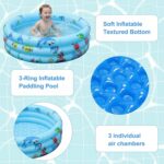 Paddling Pools for Kids, Inflatable Baby Swimming Pool, 3 Ring Paddling Pool with Inflatable Safety Bubble Floor, Small Paddling Swimming Pools for Toddlers Gardens Backyard, Blue/90cm - Image 3