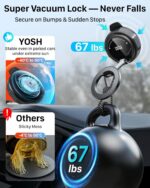YOSH for MagSafe Car Mount, Vacuum Magnetic Phone Holder, 22×N56 Magnets & 300N Vacuum Suction, 360° Rotating Longer Arm for Dashboard & Windscreen,... - Image 2