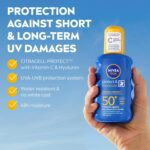 NIVEA SUN Protect & Moisture Sun Spray SPF 50+ (200ml), Moisturising Suncream Spray with Vitamin C and Hyaluron, Immediate UVA/UVB Protection, Fast-Absorbing No White Cast Formula