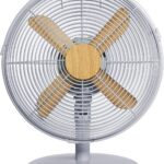 Russell Hobbs RHMDF1201WDG 12 Inch Scandi Electric Desk Fan, 3 Speed Settings, Oscillating Fan and Adjustable Tilt, 45W, Grey and Wood Effect