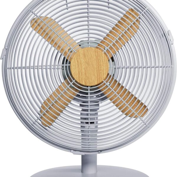 Russell Hobbs RHMDF1201WDG 12 Inch Scandi Electric Desk Fan, 3 Speed Settings, Oscillating Fan and Adjustable Tilt, 45W, Grey and Wood Effect