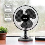 GEEPAS 12" Table Fan | Electric Portable Worktop Desk Fan with 3 Speeds 3 Blades, Adjustable Tilt Wide Angled Oscillation | Powerful Cooling Airflow for Home Office | 1 Year Warranty, Black 35W [Energy Class A+] - Image 2