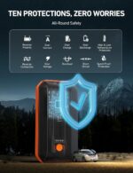 AstroAI B8 Car Battery Booster Jump Starter Power Pack for 12V Vehicles (7.0L Petrol / 5.5L Diesel) and Motorcycles, Car Jump Starter Power Bank, Emergency LED Light & Full Accessories, Orange - Image 9