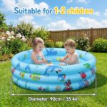 Paddling Pools for Kids, Inflatable Baby Swimming Pool, 3 Ring Paddling Pool with Inflatable Safety Bubble Floor, Small Paddling Swimming Pools for Toddlers Gardens Backyard, Blue/90cm - Image 2