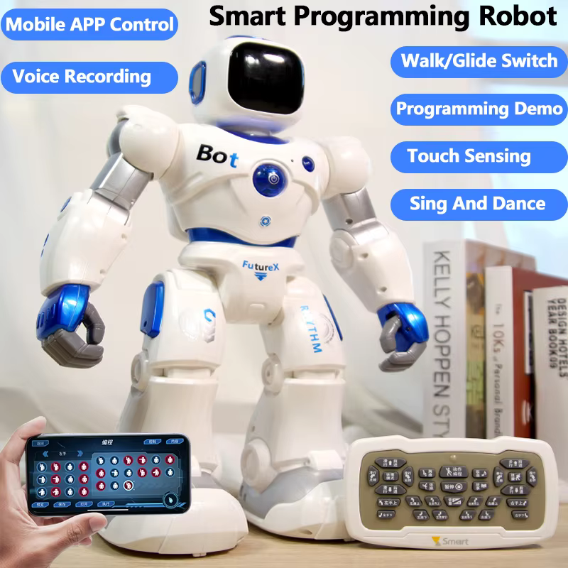 Hce30808d0e4841c1b5b36526b29af709m APP Control 2.4GHz Dual Mode Programming Demo RC Robot Walk/Glide Switch Touch Sensing Voice Record Singing Dance Puzzle RC Toys - Image 1