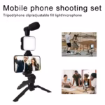 Smartphone Vlogging Kit With Tripod Phone Holder Mini Microphone LED Fill Light Starter For TikTok Live Stream Video YouTube - Image 5