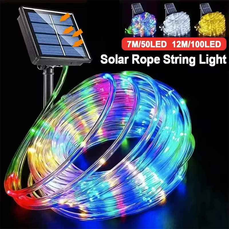 S0c8ae94e7e874248ae7b11ee1cf31b89b (1) LED Solar String Lights Garden Waterproof Tube Rope Lamp Christmas Garland Fairy Lights For Outdoor Holiday Home Decoration - Image 1