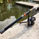Spinning Fishing Rod and Reel Combo 1.8-3.6m Carbon Fiber Sea Pole and 5.2:1 Gear Ratio Metal Spool with Line Kits for Bass Carp